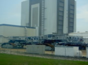 The shuttle transporter outside the VAB