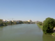 Looking down the river from a bridge