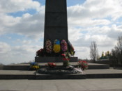 Flowers left at the monument