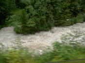 The river runs even faster than usual and is much higher