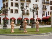 Some statues in the town center