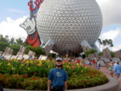 The big metal ball thing holds a ride called "Spaceship Earth"